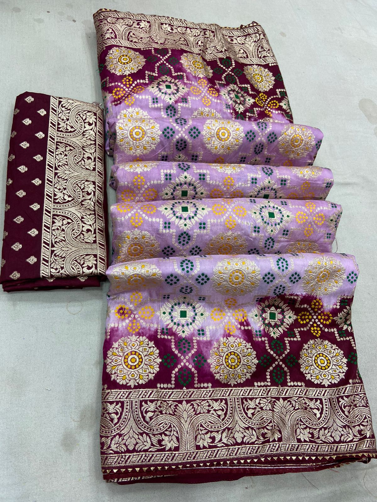 LAVENDER BANDHNI RUSSIAN DOLA SILK