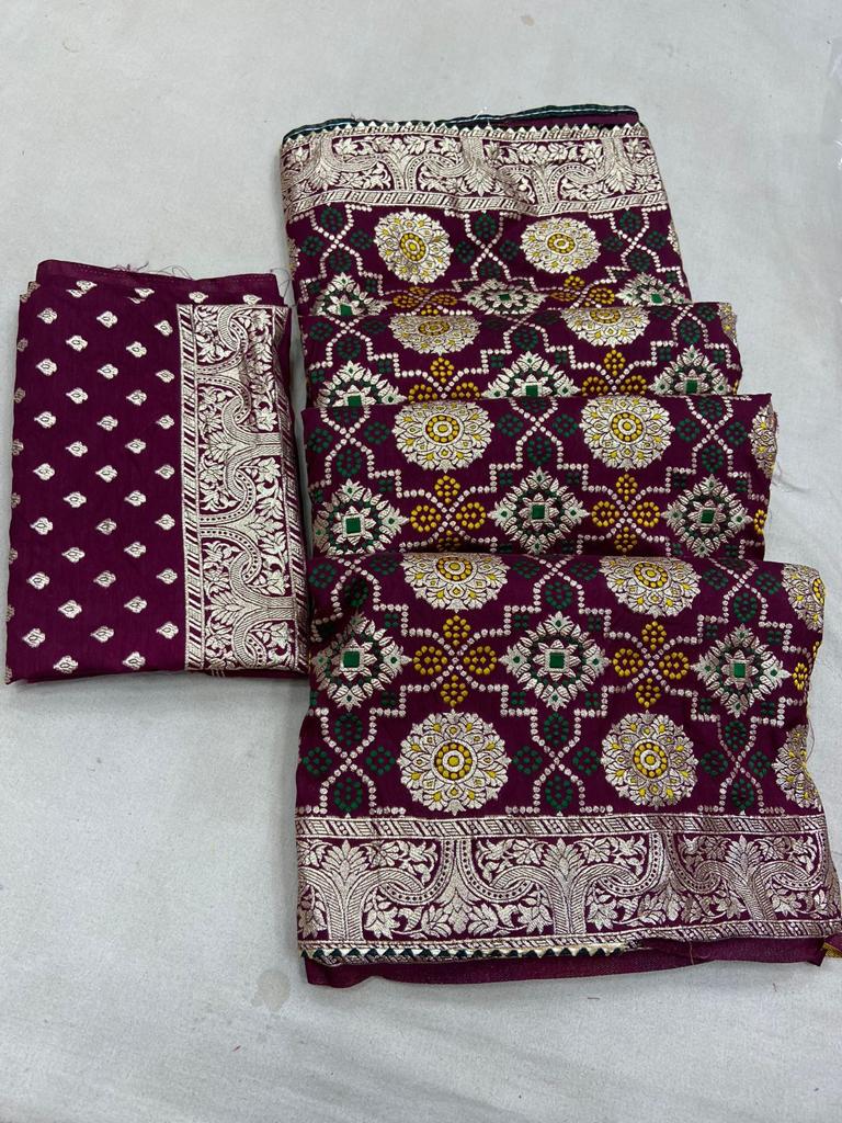 WINE BANDHNI RUSSIAN DOLA SILK