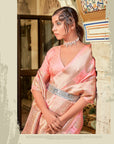 Pink Banarasi zari Boota Art silk