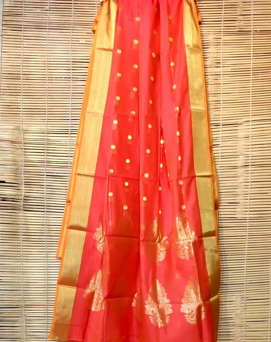 Dual tone peach Chanderi saree