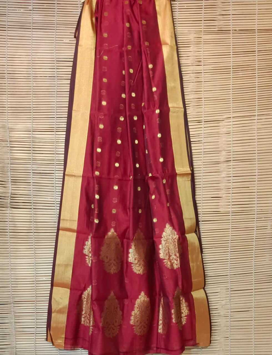 maroon Chanderi saree