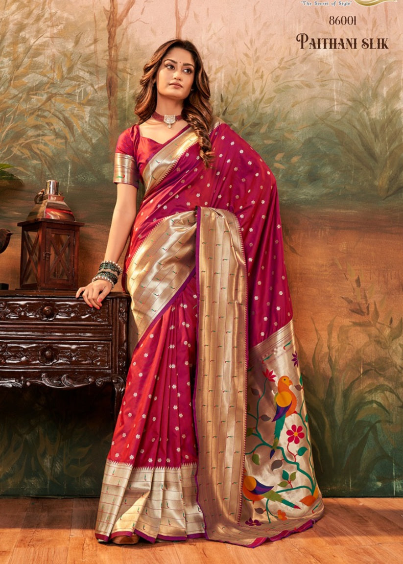 MAROON  Paithani silk saree