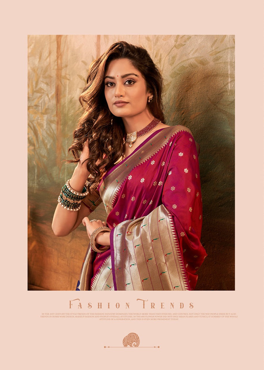 MAROON  Paithani silk saree