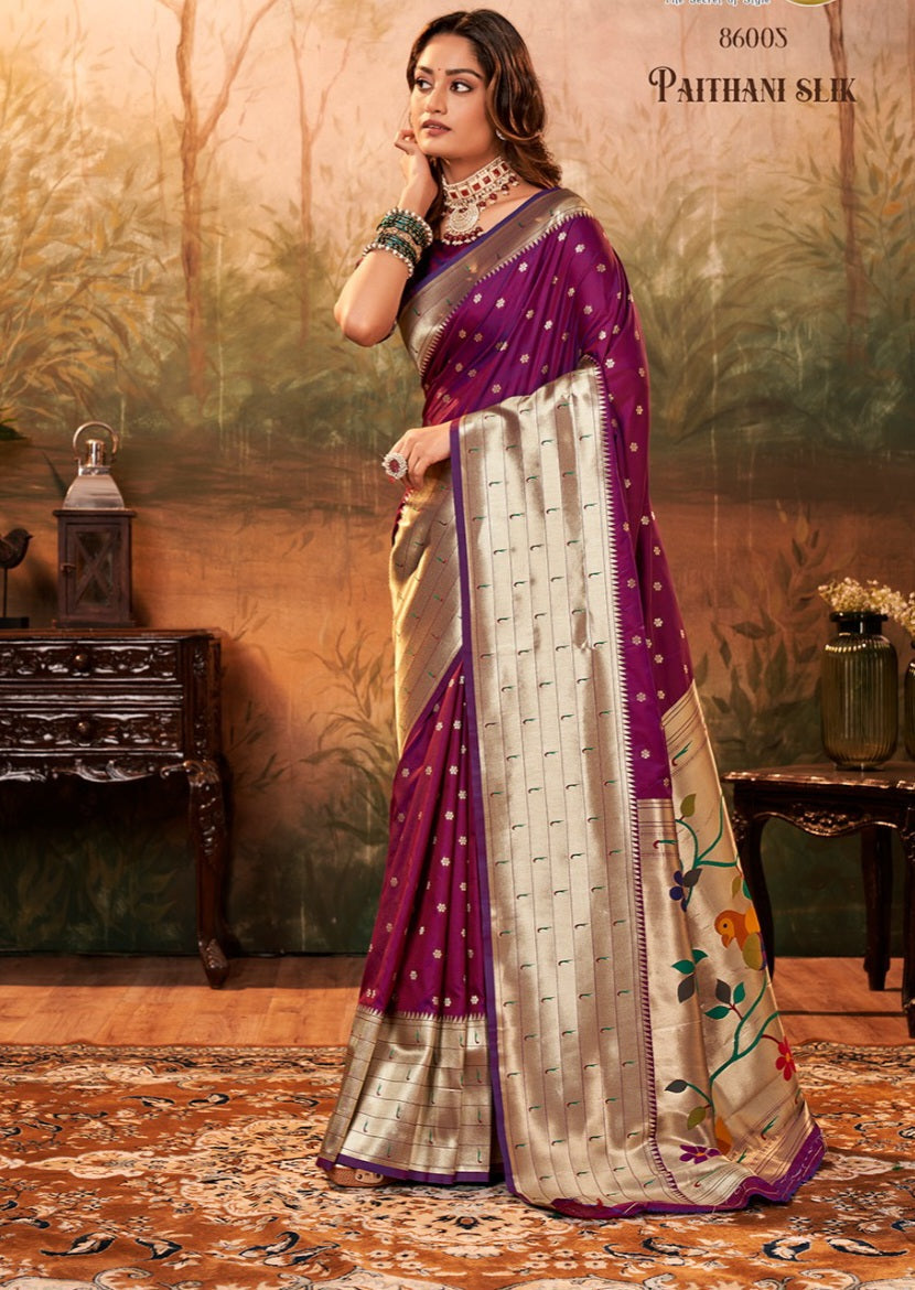 PURPLE Paithani silk saree