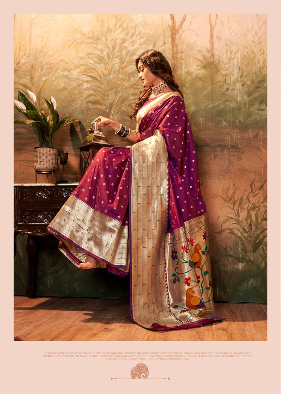 PURPLE Paithani silk saree