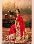 RED Paithani silk saree