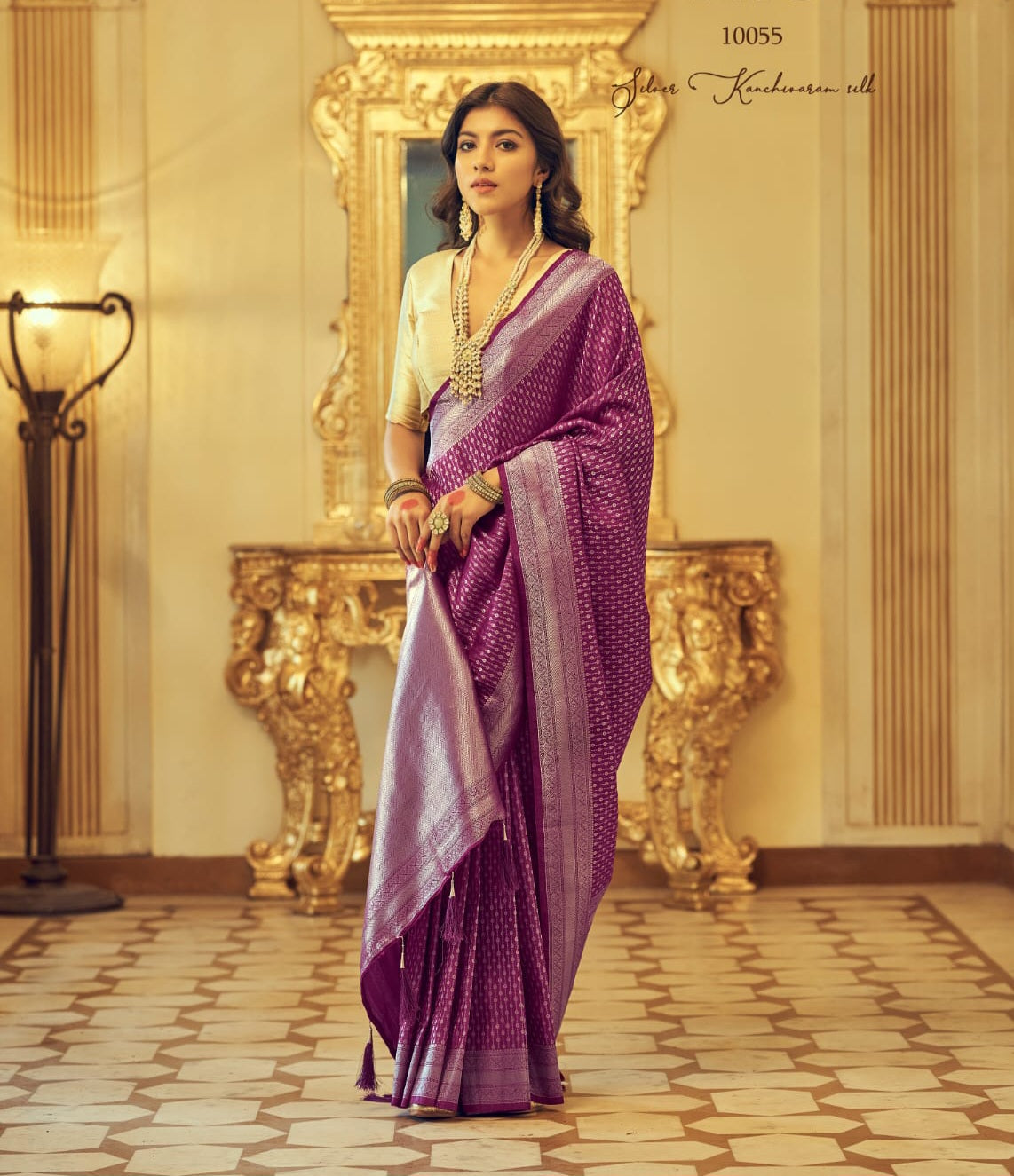 PURPLE Kanjeevaram Semi-silk  saree