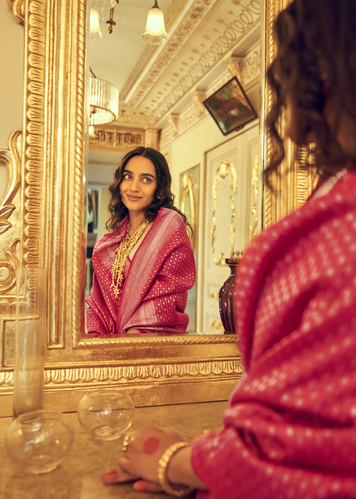 कांजीवरम सेमी-सिल्क साड़ी