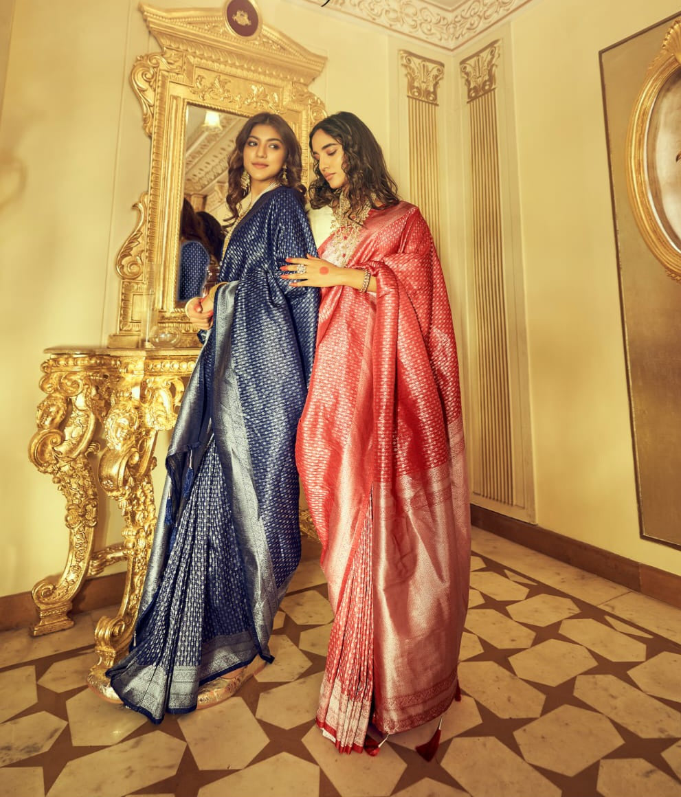 कांजीवरम सेमी-सिल्क साड़ी