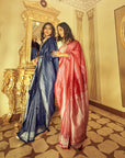 NAVY BLUE Kanjeevaram Semi-silk  saree