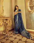 NAVY BLUE Kanjeevaram Semi-silk  saree