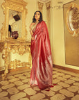 RED Kanjeevaram Semi-silk  saree