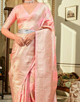 Pink Banarasi zari Boota Art silk