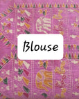 PINK AND NAVY BLUE Madhubani Saree