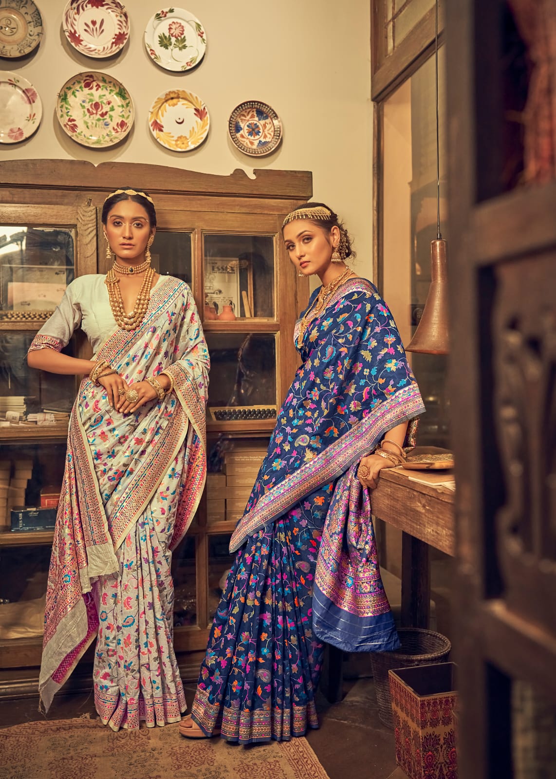 OFF WHITE Kani weaving kashmiri silk saree