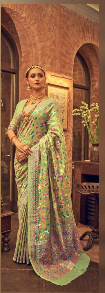 कानी बुनाई कश्मीरी सिल्क साड़ी