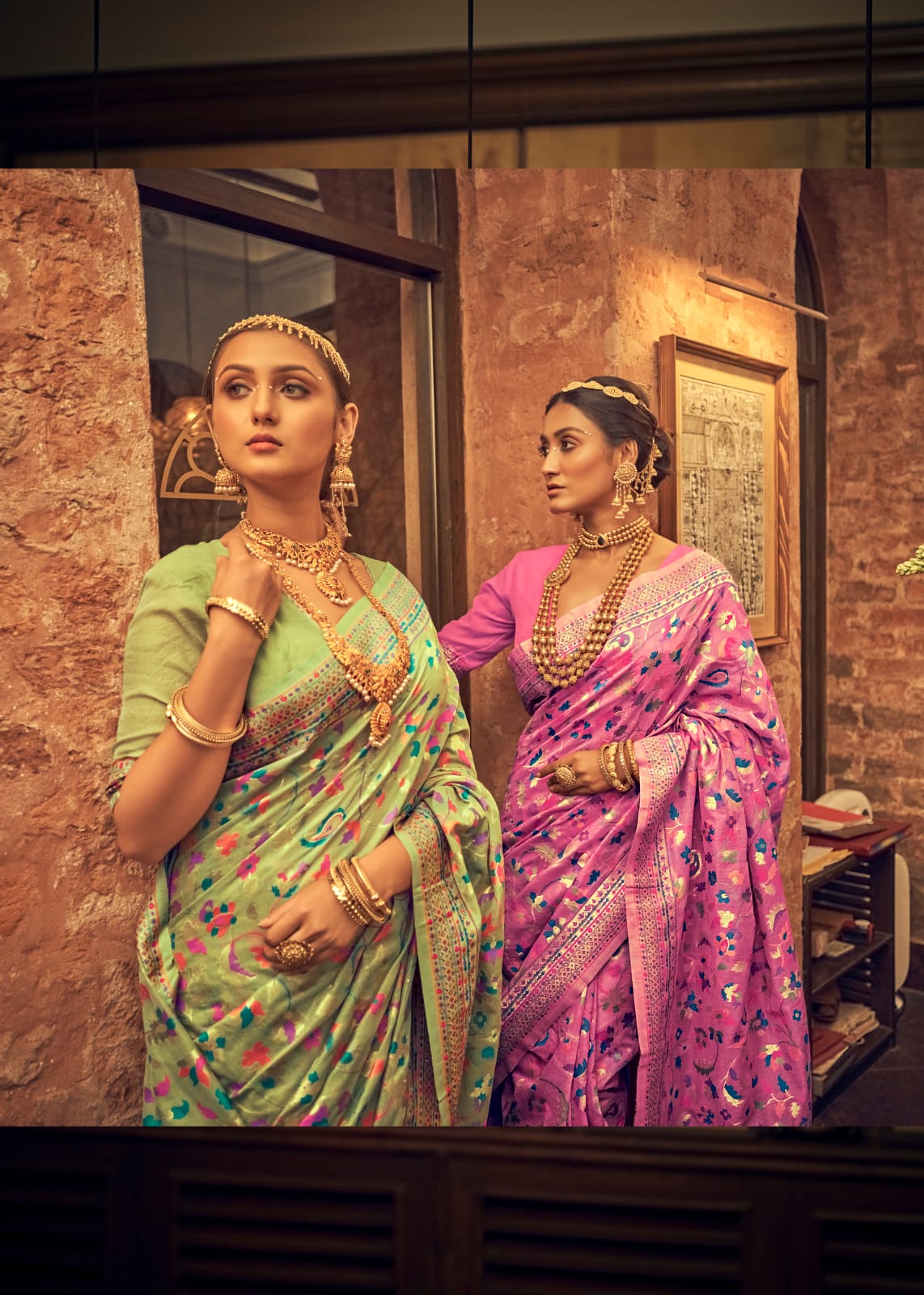 कानी बुनाई कश्मीरी सिल्क साड़ी