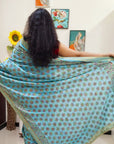 Turquoise blue multicolor thread work Phulkari