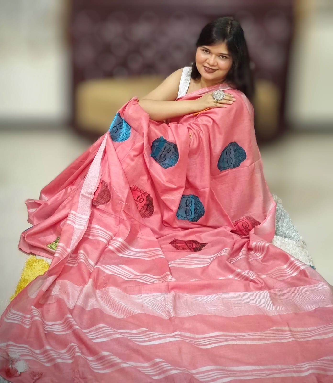 लिनन बुद्ध कढ़ाई