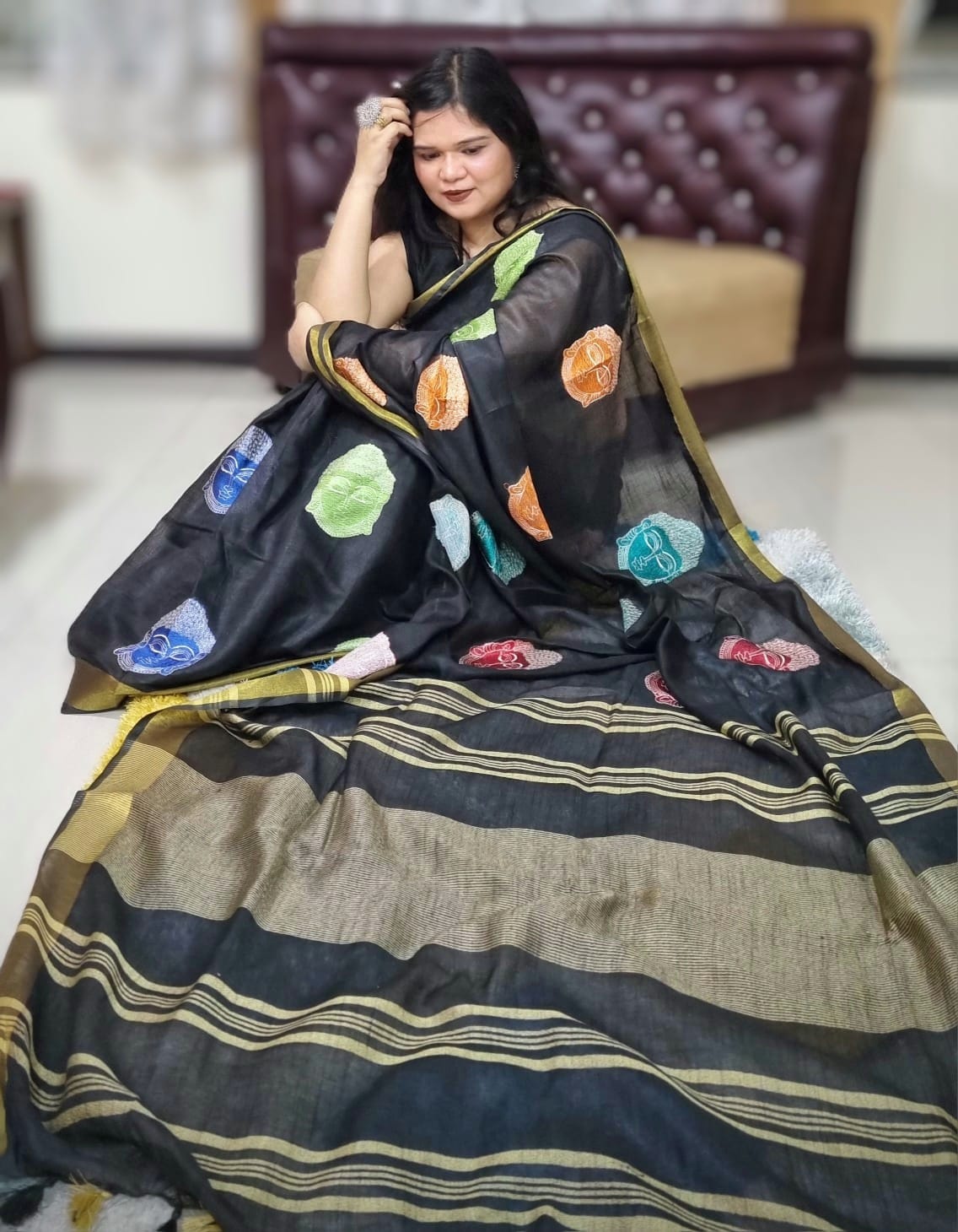 लिनन बुद्ध कढ़ाई