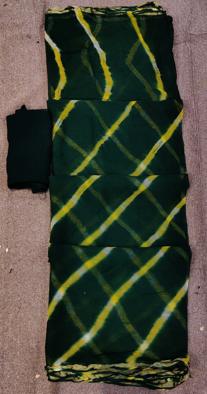 ज़री बॉर्डर के साथ शुद्ध जॉर्जेट लहरिया 