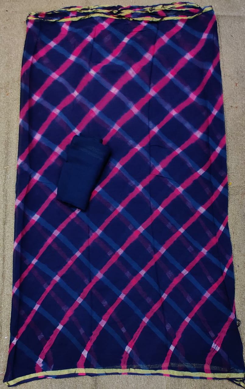 ज़री बॉर्डर के साथ शुद्ध जॉर्जेट लहरिया 