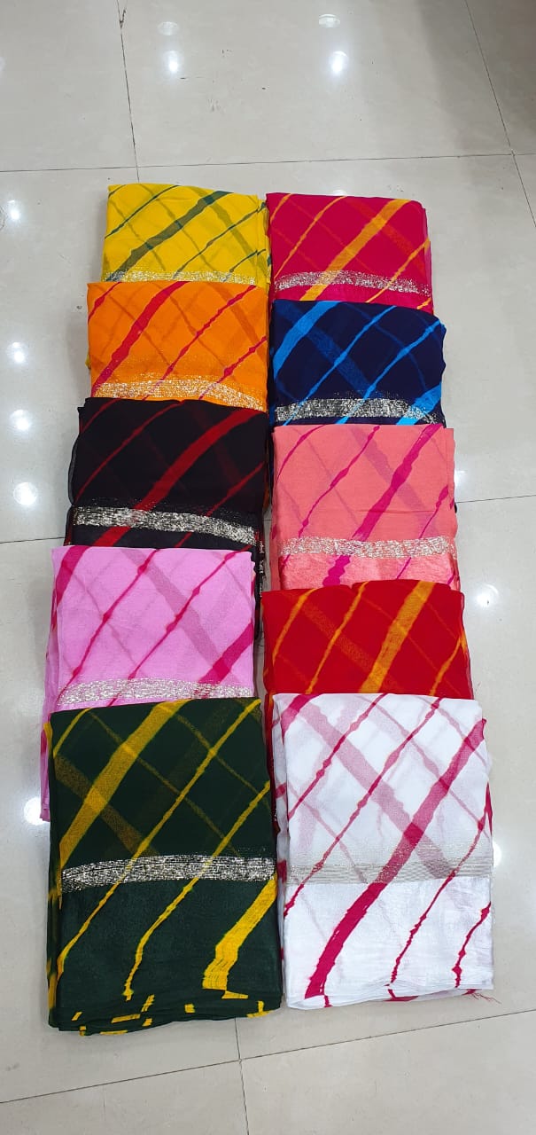 शुद्ध जॉर्जेट साटन बॉर्डर लहरिया