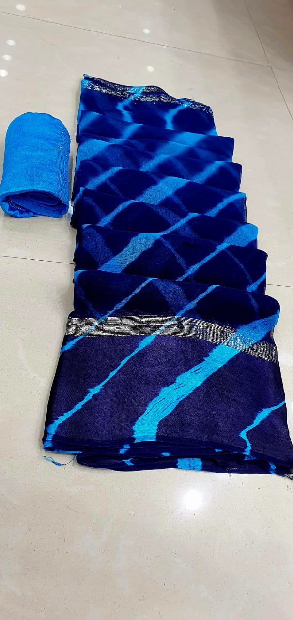 शुद्ध जॉर्जेट साटन बॉर्डर लहरिया