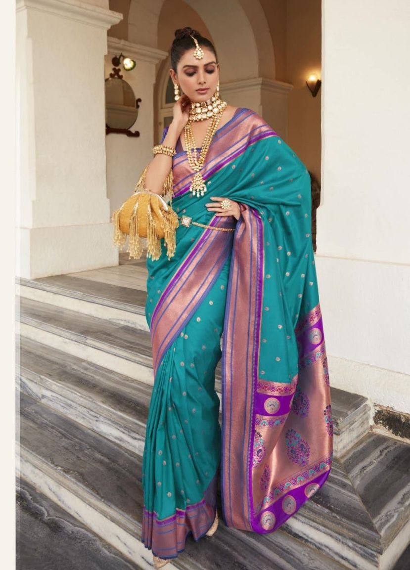 मुलायम पेशवाई पैठणी सिल्क साड़ी