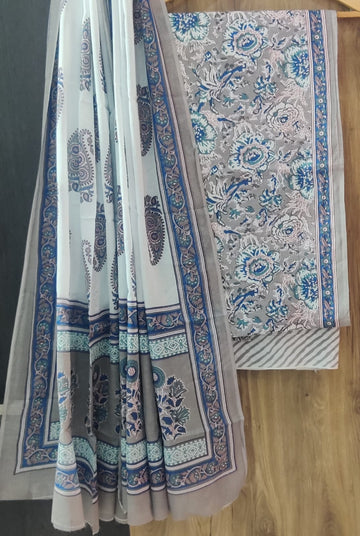 Pure cotton hand block printed suits with *Cotton Dupatta*