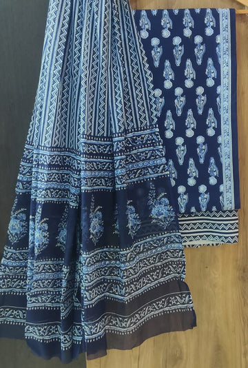 Pure cotton hand block printed suits with *Cotton Dupatta*