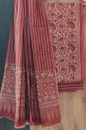 Pure cotton hand block printed suits with *Cotton Dupatta*