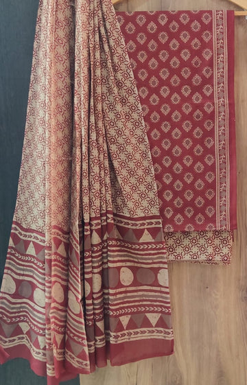 Pure cotton hand block printed suits with *Cotton Dupatta*