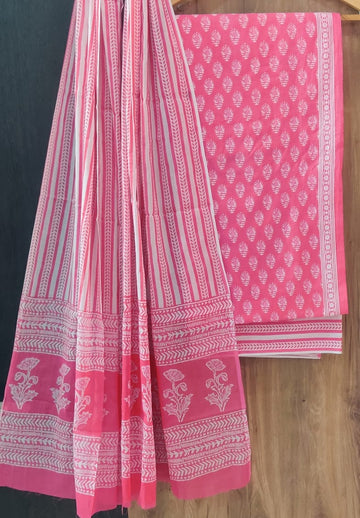 Pure cotton hand block printed suits with *Cotton Dupatta*