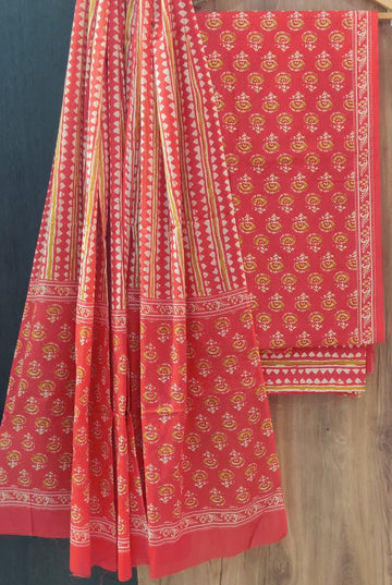 Pure cotton hand block printed suits with *Cotton Dupatta*