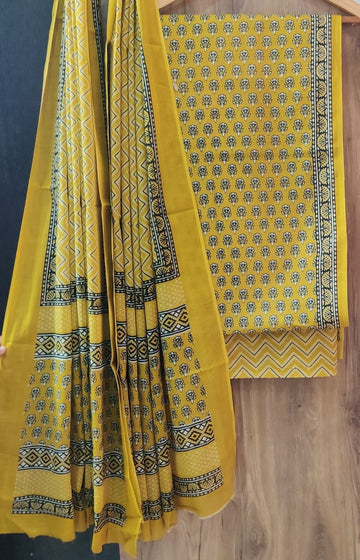 Pure cotton hand block printed suits with *Cotton Dupatta*