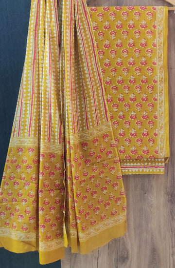 Pure cotton hand block printed suits with *Cotton Dupatta*