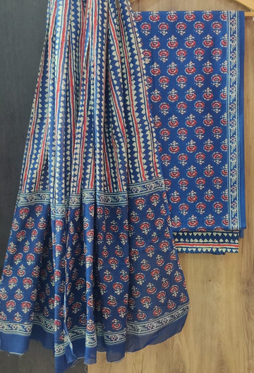 Pure cotton hand block printed suits with *Cotton Dupatta*