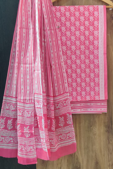 Pure cotton hand block printed suits with *Cotton Dupatta*