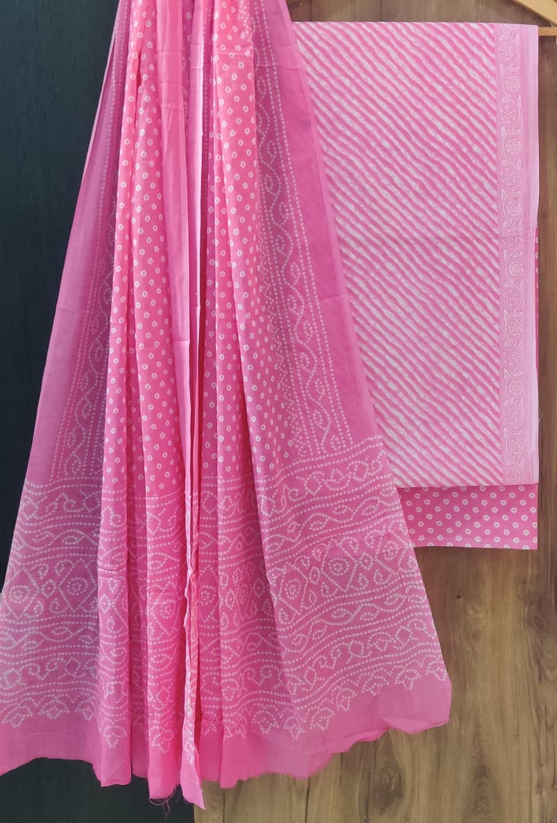 Pure cotton hand block printed suits with *Cotton Dupatta*