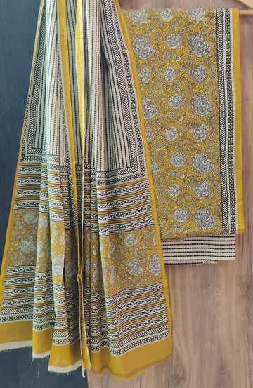 Pure cotton hand block printed suits with *Cotton Dupatta*