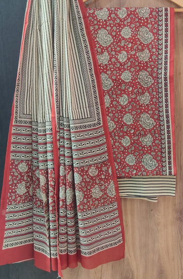 Pure cotton hand block printed suits with *Cotton Dupatta*