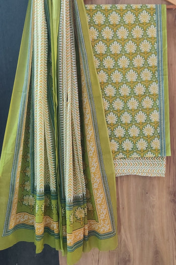 Pure cotton hand block printed suits with *Cotton Dupatta*