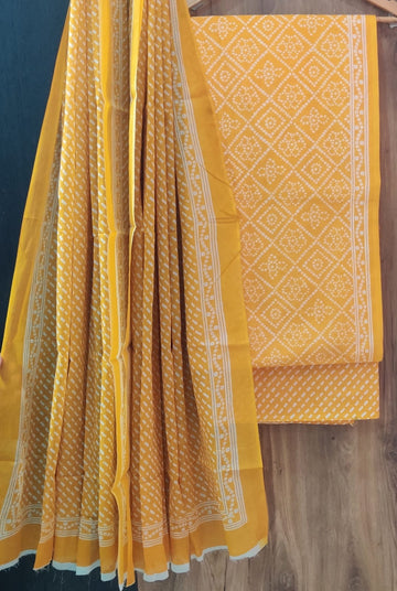 Pure cotton hand block printed suits with *Cotton Dupatta*