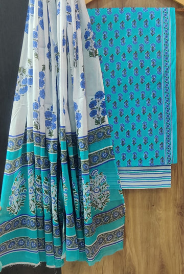 Pure cotton hand block printed suits with *Cotton Dupatta*