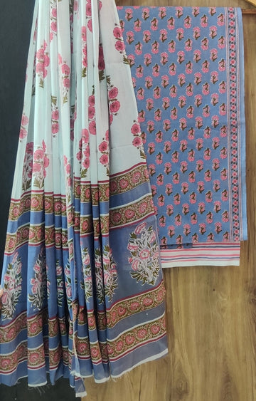 Pure cotton hand block printed suits with *Cotton Dupatta*