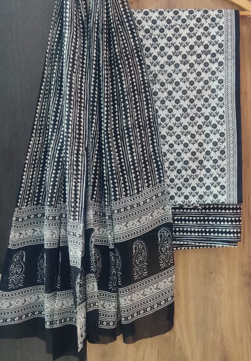 Pure cotton hand block printed suits with *Cotton Dupatta*