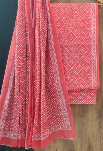 Pure cotton hand block printed suits with *Cotton Dupatta*