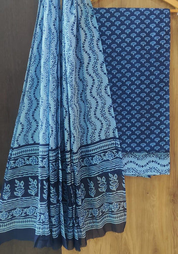 Pure cotton hand block printed suits with *Cotton Dupatta*