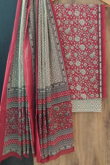 Pure cotton hand block printed suits with *Cotton Dupatta*